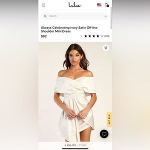 Ivory Satin Off-the-Shoulder Mini Dress - BRIDAL MUST